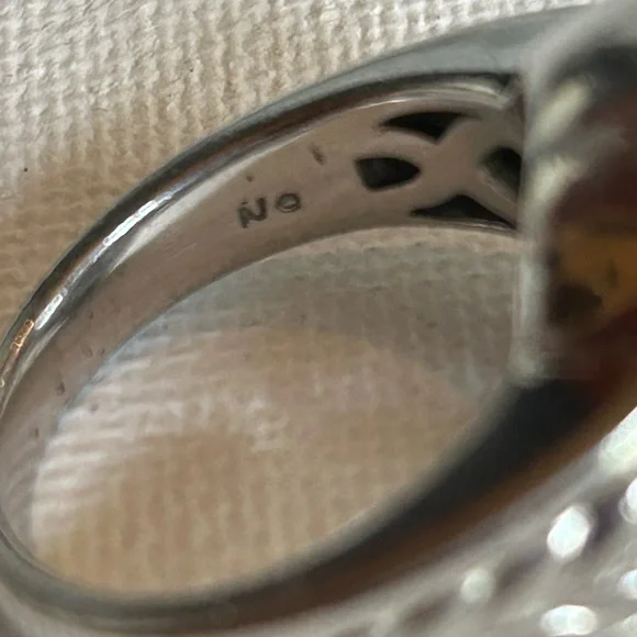 Stunning 925 Silver and 14k Gold Blue Topaz with Diamonds Ring - Picture 3 of 9